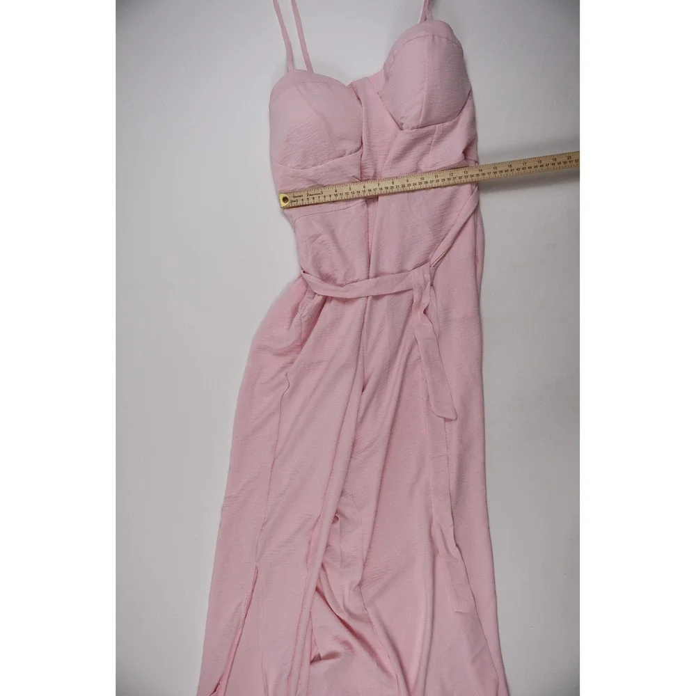 Jolie & Joy Jumpsuit Wide Leg Sweetheart Slit Pink Solid 3X NWT